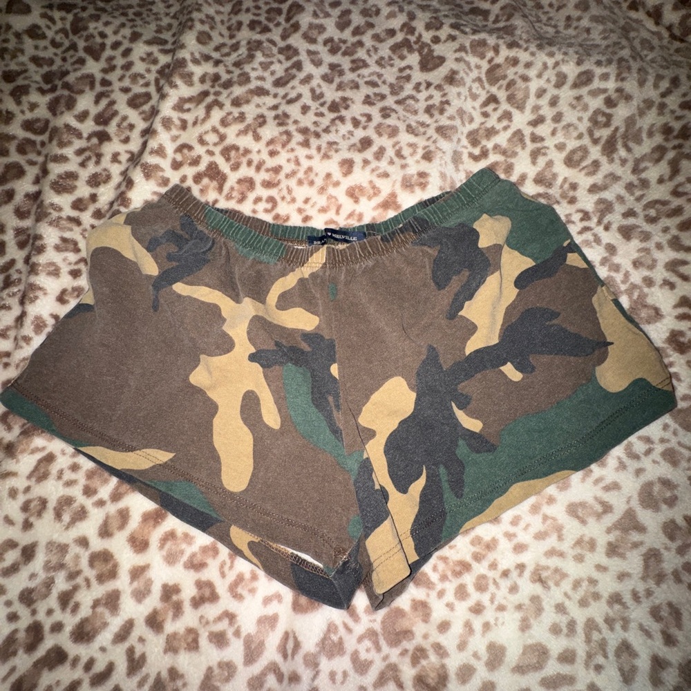 Camo Print Women’s Lounge Shorts - Olive & Brown